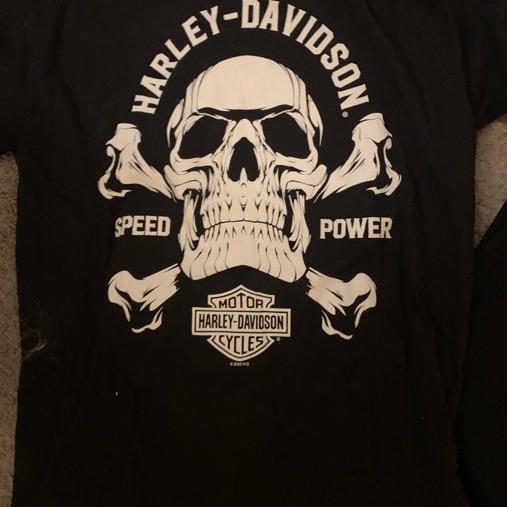 Harley-Davidson Black and White Skull Tee